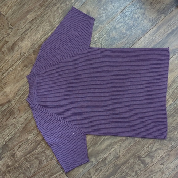 J. Jill Purple 100% Merino Wool Short Sleeve Sweater - Picture 2 of 7